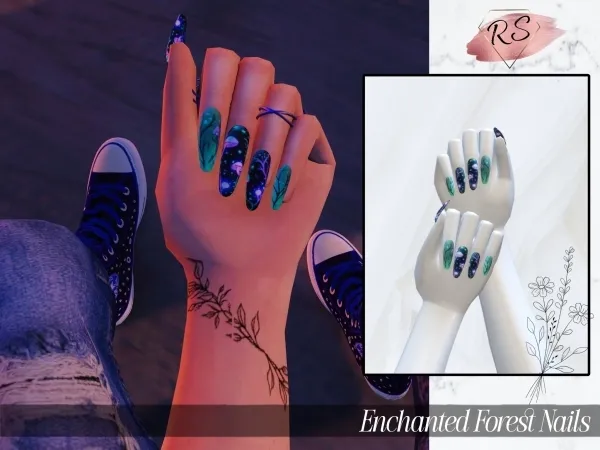 Maxis Match Enchanted Forest Nails - The Sims 4 Custom Content