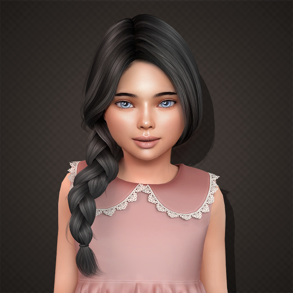 Alpha Melsa child hairstyle by aurum - The Sims 4 Custom Content