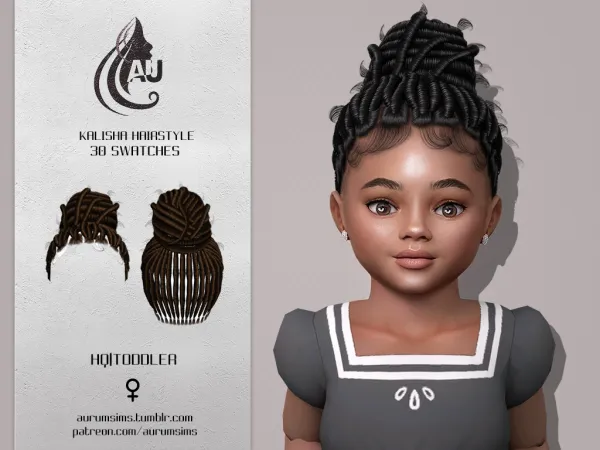 Alpha Kalisha updo locs for toddlers - The Sims 4 Custom Content
