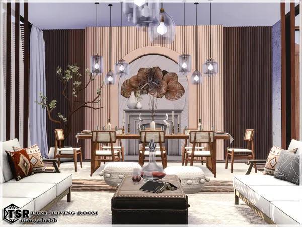 Alpha LR28 Living Room with Dining area - The Sims 4 Custom Content