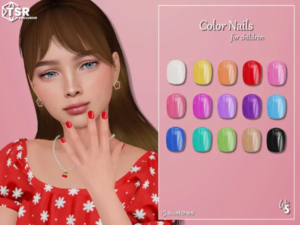 Alpha Color FingerNails for children (girls) - The Sims 4 Custom Content