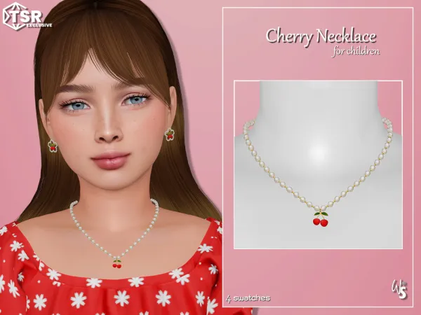 Alpha Cherry Necklace for children - The Sims 4 Custom Content