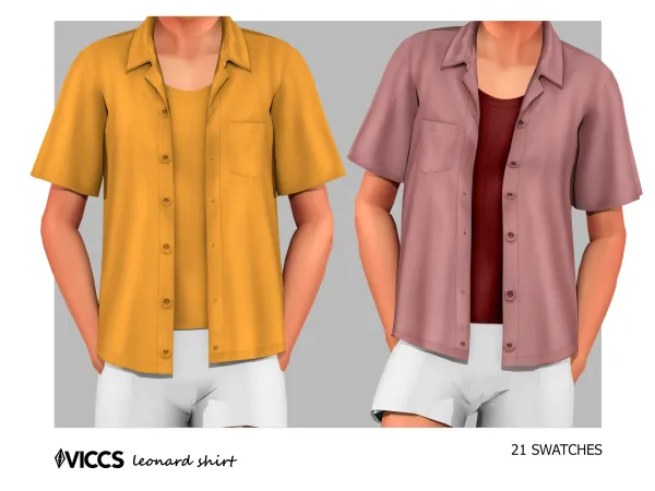 Mix VICCS_LEONARD SHIRT (TEEN ELDER) - The Sims 4 Custom Content
