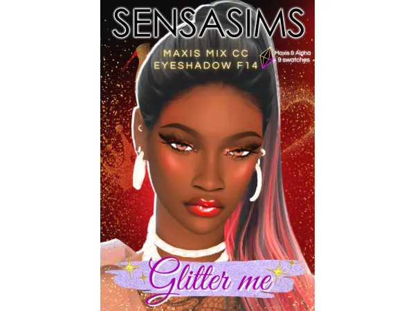 Maxis Match Glitter Me Eyeshadow F14 by SensaSims - The Sims 4 Custom Content