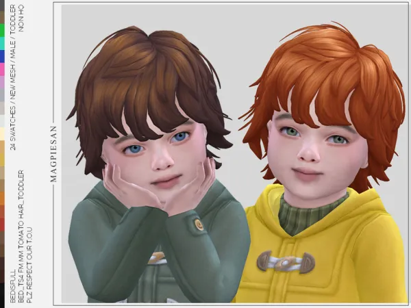 Maxis Match Tomato hair for toddler by magpiesan - The Sims 4 Custom Content