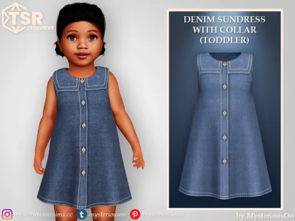 Alpha Denim sundress with collar Toddler by MysteriousOo - The Sims 4 Custom Content
