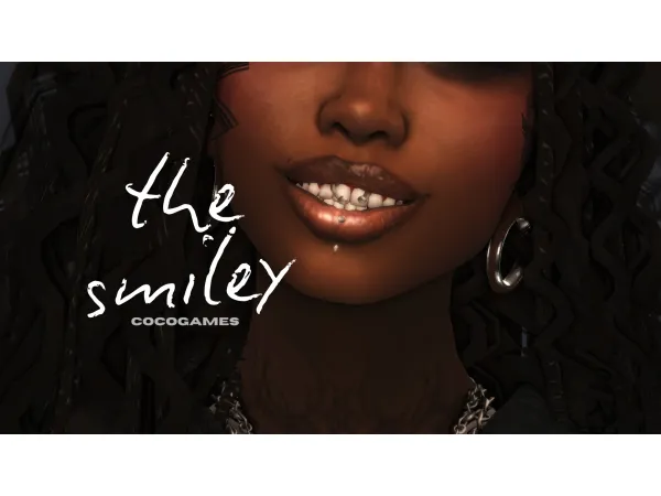 Alpha The Smiley Piercing by cocogames - The Sims 4 Custom Content