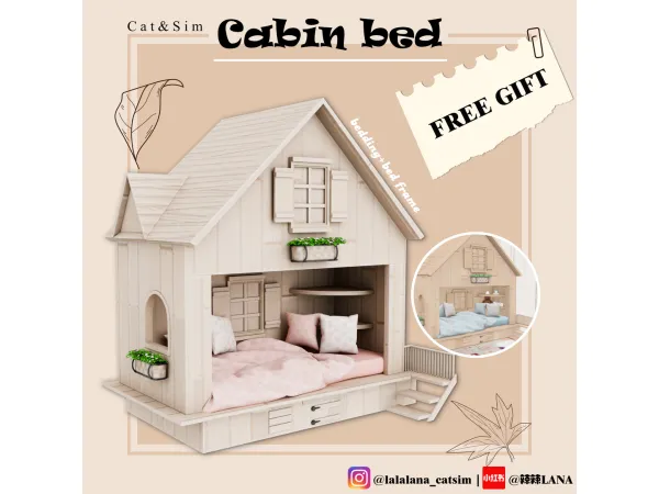 Alpha [GIFT] 2505 Cabin bed by Lalalana - The Sims 4 Custom Content