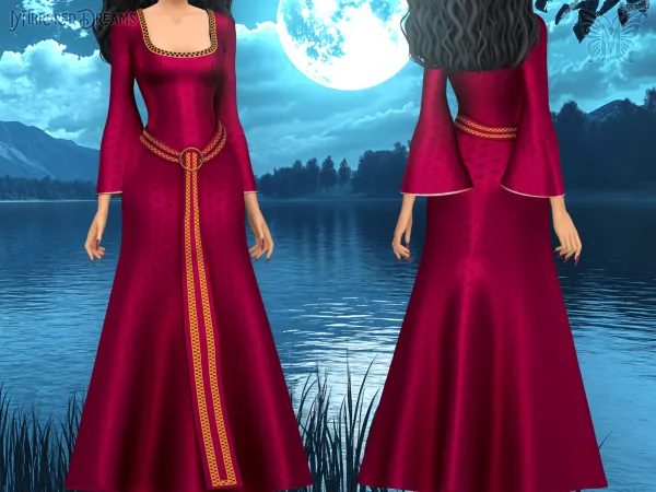 Sims 4 Maxis Match Female Outfits CC: Mu00e3e Gothel Dress Enrolados