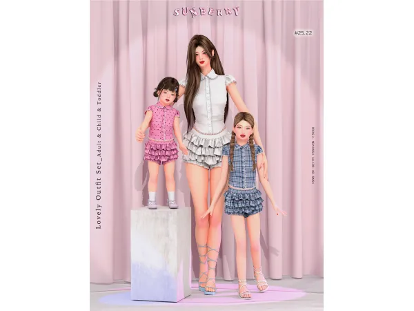 Alpha [SUNBERRY] 2522 Lovely Outfit Set Adult Child Toddler - The Sims 4 Custom Content