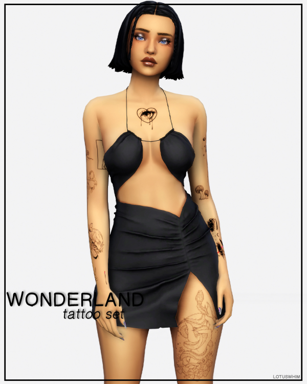 Mix Wonderland Tattoo Set by lotuswhimcc - The Sims 4 Custom Content