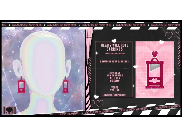 Mix cuupid corp head will roll earrings - The Sims 4 Custom Content