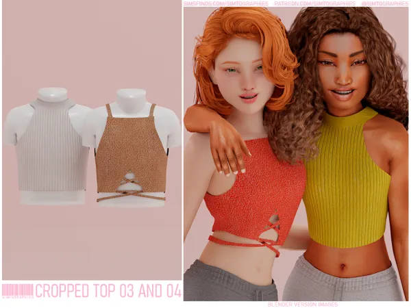 Alpha Cropped Top 03 04 For Preteen Preteen Model Pose - The Sims 4 Custom Content