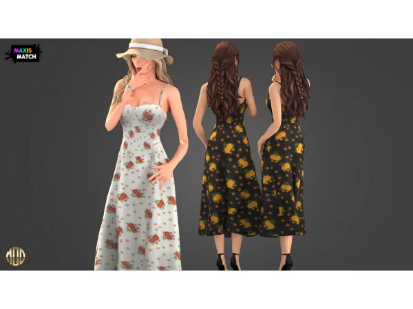 Maxis Match Georgina Set Dress by Modco Studios - The Sims 4 Custom Content