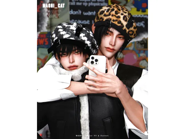 Alpha [Maoni_cat]Belt Buckle Beret HAT - The Sims 4 Custom Content