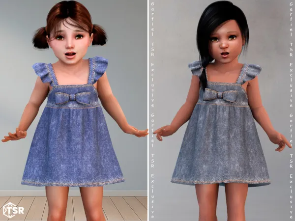 Alpha Galatea Ruffle Denim Dress by Garfiel - The Sims 4 Custom Content