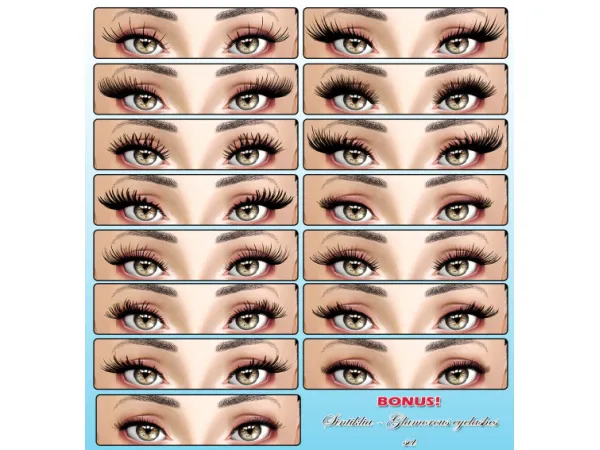 Glamorous eyelashes set super coal black by Sintiklia - The Sims 3 Custom Content