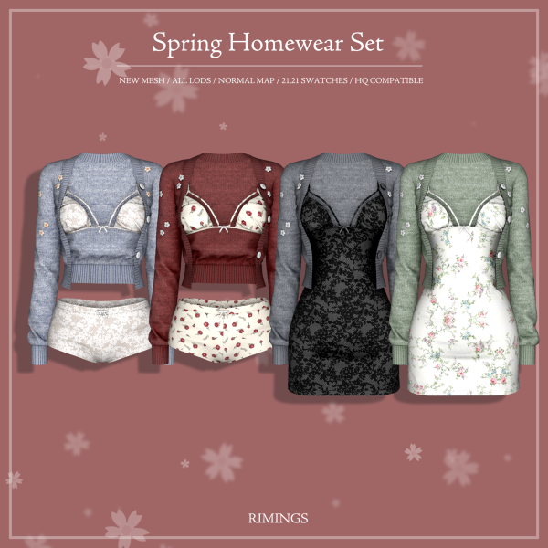 Alpha [RIMINGS] Spring Homewear Set by simsfinds - The Sims 4 Custom Content