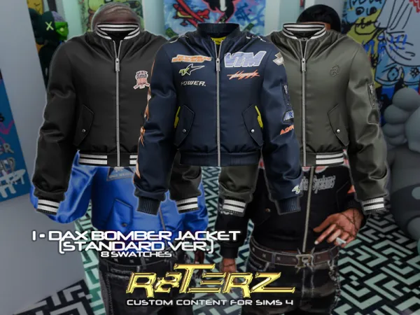 Alpha R8TERZ Dax Bomber Jacket (Standard Version) - The Sims 4 Custom Content