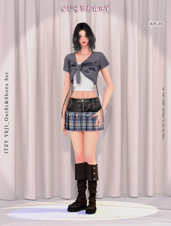 Alpha [SUNBERRY] 2523 ITZY YEJI Outfit Shoes by simsfinds - The Sims 4 Custom Content