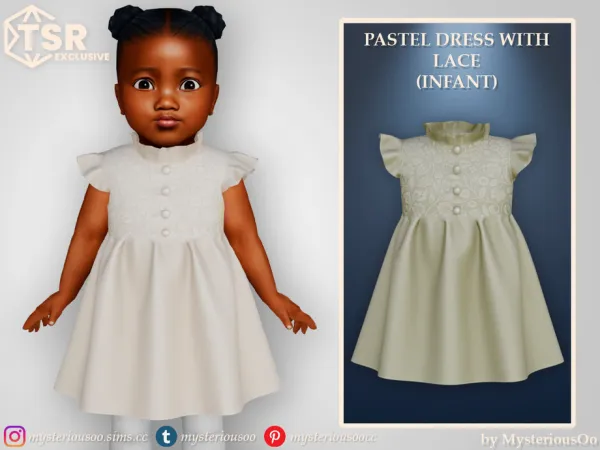 Alpha Pastel dress with lace Infant by thesimsresource - The Sims 4 Custom Content
