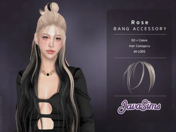 Alpha Rose (Bang Accessory) by javasims - The Sims 4 Custom Content