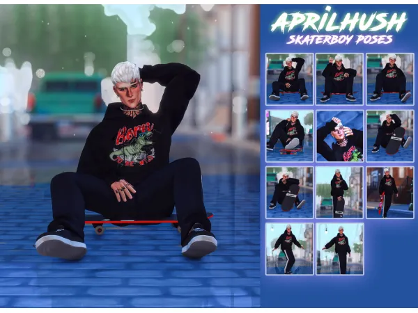 Mix skaterboy poses by [aprilhush] - The Sims 4 Custom Content