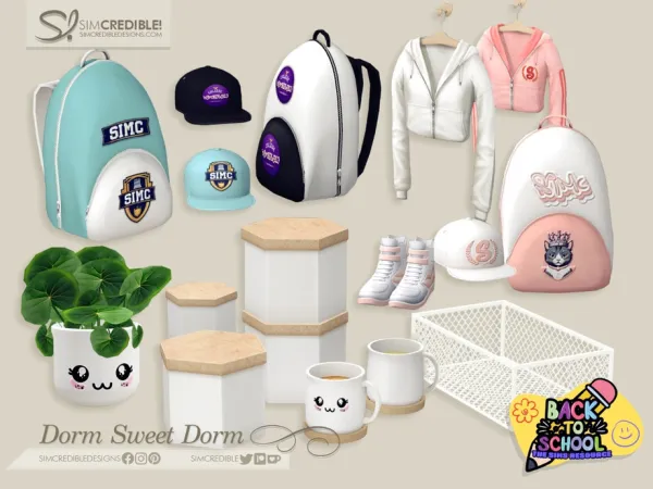 Mix Dorm Sweet Dorm Decor by SIMcredible - The Sims 4 Custom Content