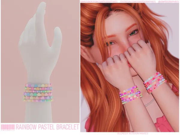 Mix Rainbow Pastel Bracelet - The Sims 4 Custom Content