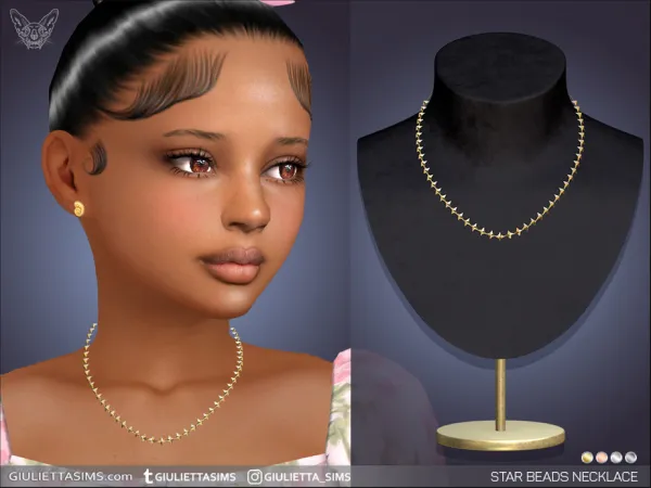 Alpha Star Beads Necklace For Kids - The Sims 4 Custom Content