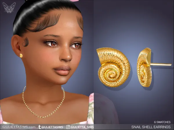 Alpha Snail Shell Earrings For Kids - The Sims 4 Custom Content