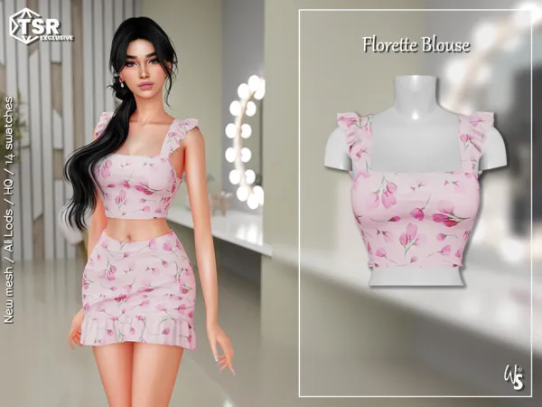 Alpha Florette Blouse - The Sims 4 Custom Content