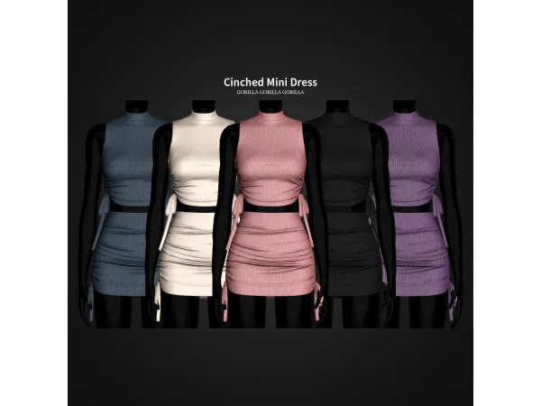 Alpha Cinched Mini Dress by gorillax3 - The Sims 4 Custom Content