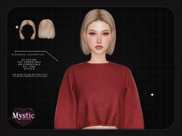 Alpha Elegant (Hairstyle) Style B by Mystic Studios - The Sims 4 Custom Content