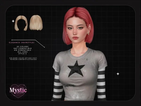 Alpha Elegant (Hairstyle) Style C by Mystic Studios - The Sims 4 Custom Content