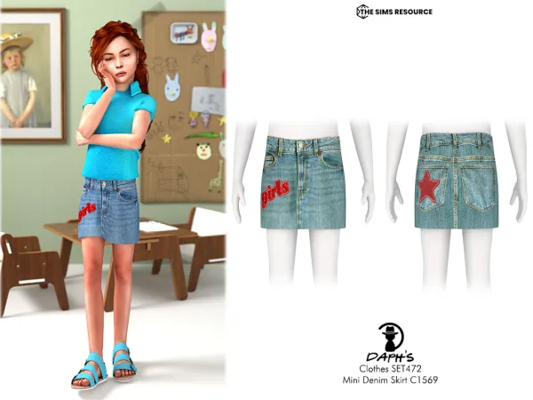 Alpha Daph's Clothes SET472 Mini Denim Skirt C1569 - The Sims 4 Custom Content
