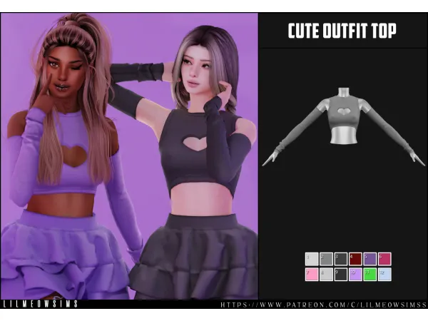 Mix Heart Top - The Sims 4 Custom Content