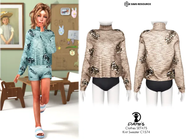 Alpha Daph's Clothes SET475 Knit Sweater C1574 - The Sims 4 Custom Content