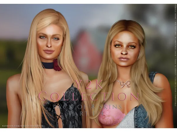 Alpha ud83eudee7 Y2K Collection Pack of 8 skins ud83eudee7 Part 14 Paris Nicole (skins tray files) BFF - The Sims 4 Custom Content