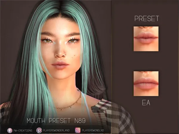 Mix Mouth Preset N89 by PlayersWonderland - The Sims 4 Custom Content