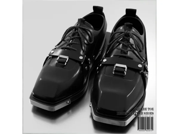 Alpha Square Toe Derby Leather Shoes by mirosims2020 - The Sims 4 Custom Content