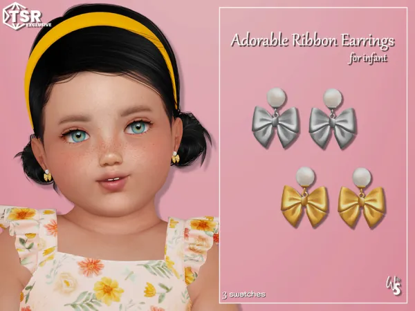 Alpha Adorable Ribbon Earrings for infant - The Sims 4 Custom Content