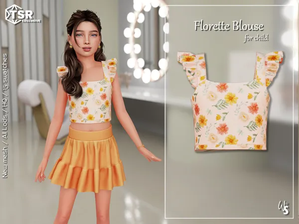 Alpha Florette Blouse for children by wisteriasims - The Sims 4 Custom Content