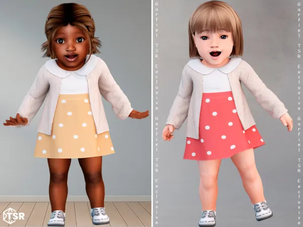 Maxis Match Frederica Infant Polka dot skirt with cardigan by Garfiel - The Sims 4 Custom Content