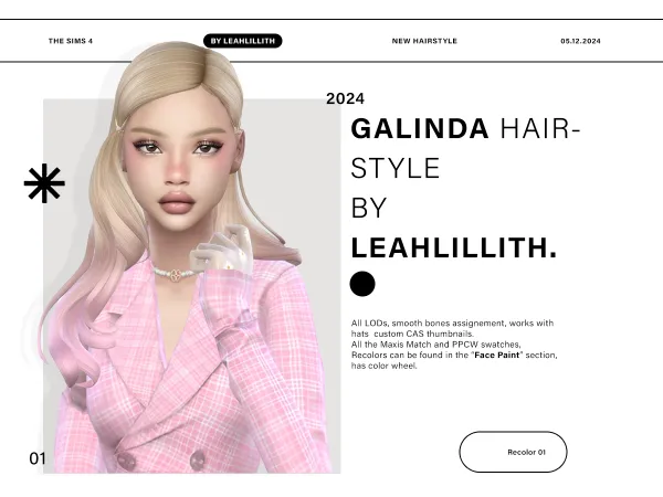 Maxis Match Galinda Hairstyle by Leahlillith - The Sims 4 Custom Content