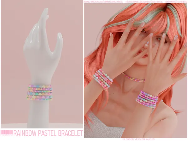 Alpha Rainbow Pastel Bracelet (Female) - The Sims 4 Custom Content
