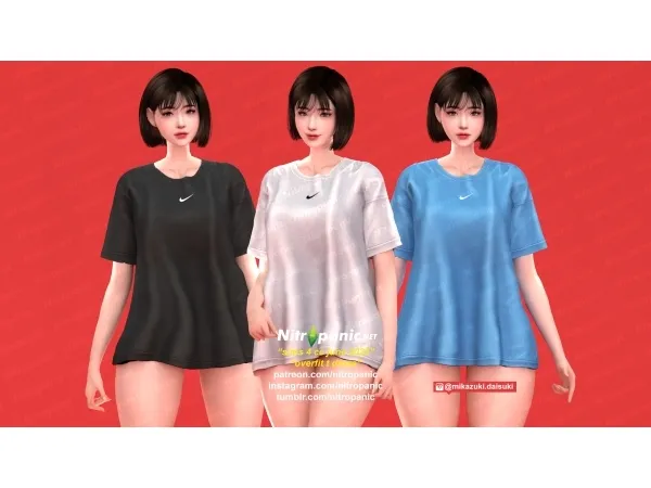 Alpha Nitropanic_Overfit T Dress - The Sims 4 Custom Content