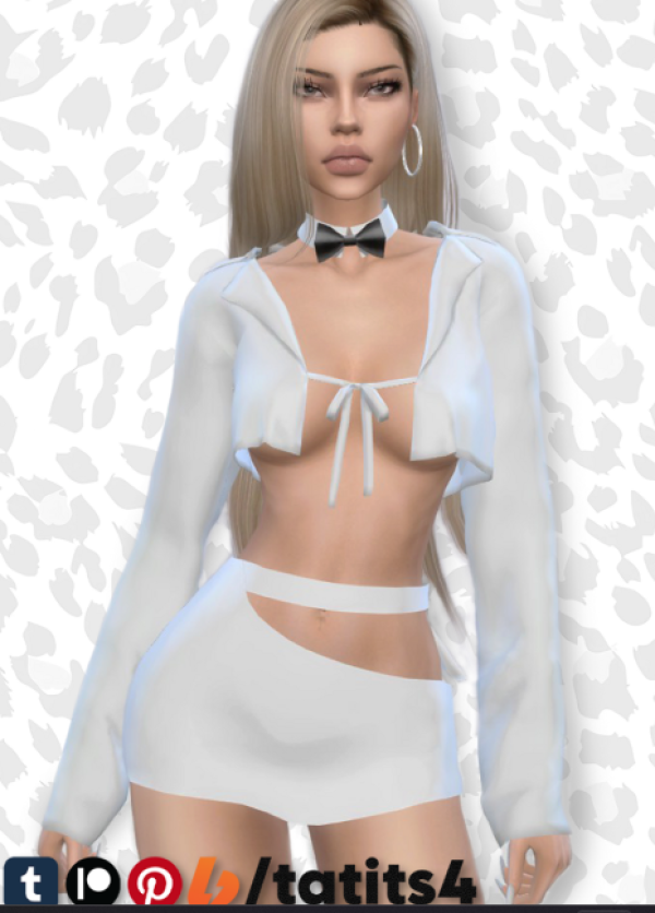 Alpha Revealing blazer with tie by tatits4 - The Sims 4 Custom Content