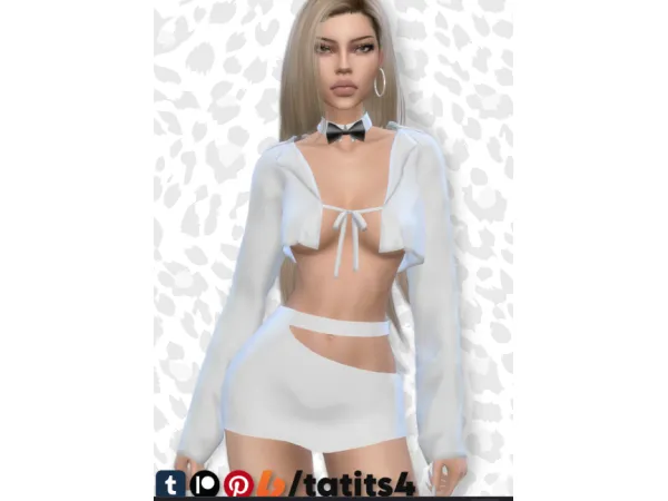Alpha Revealing blazer with tie by Tatits4 - The Sims 4 Custom Content