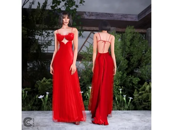 Alpha Gown with a balconette style neckline - The Sims 4 Custom Content